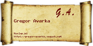 Gregor Avarka névjegykártya